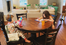 students working at a table