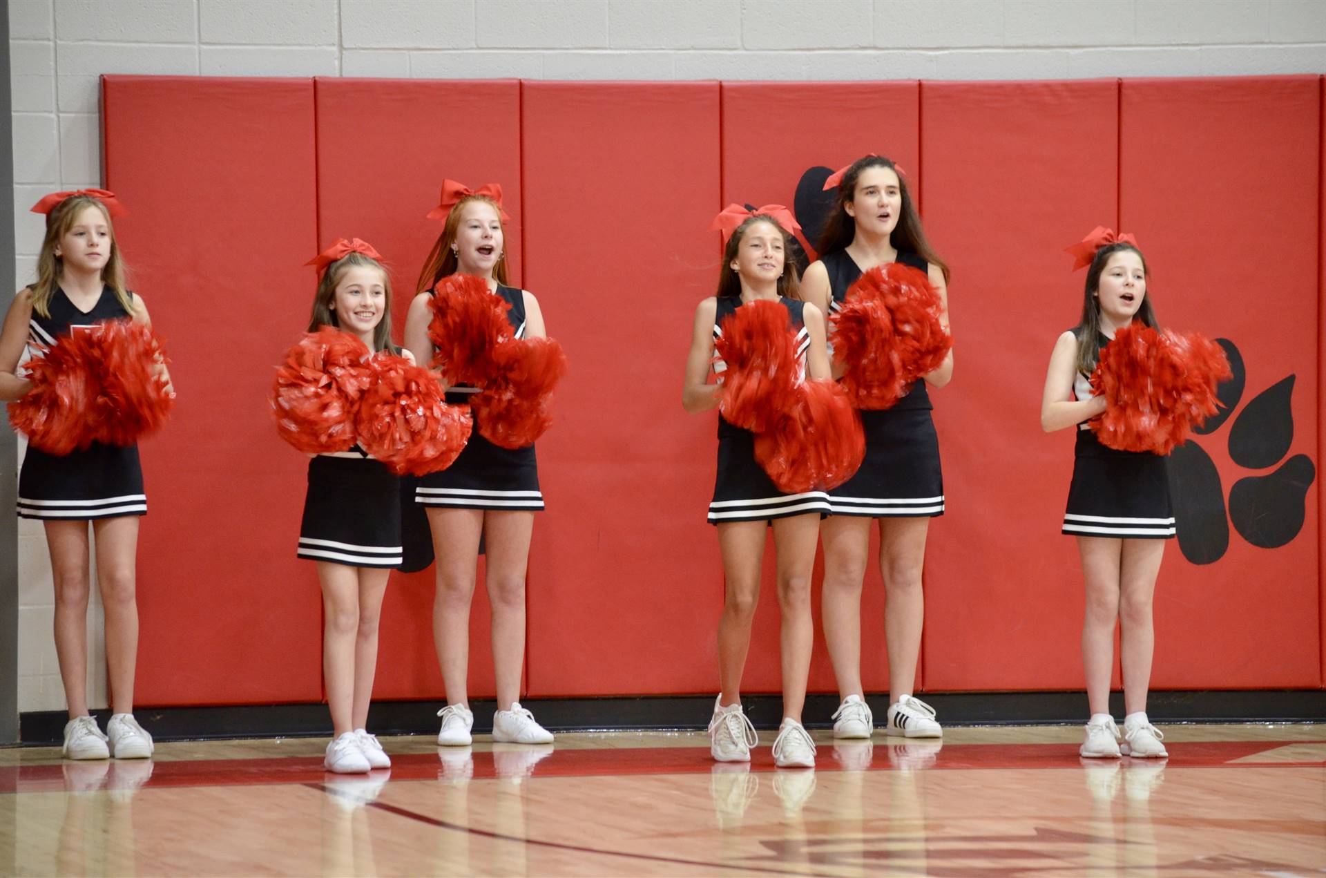 cheering at basketball game
